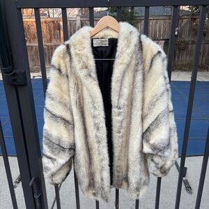 Vintage Gray Cross Mink Fur Jacket - Small